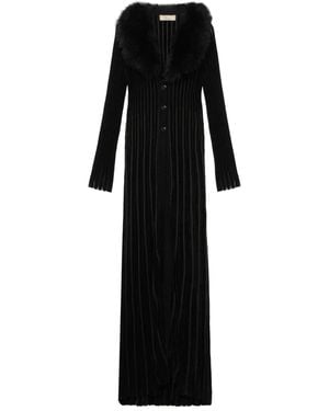 Blumarine Abrigo con cuello de pelo artificial - Negro
