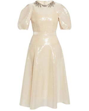 Erdem Sequin-Embellished Short-Sleeve Dress - Natural