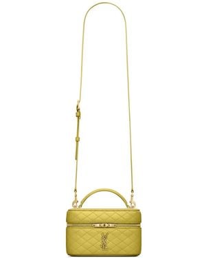 Saint Laurent Mini Gaby Quilted-Pattern Logo-Detail Tote Bag - Metallic