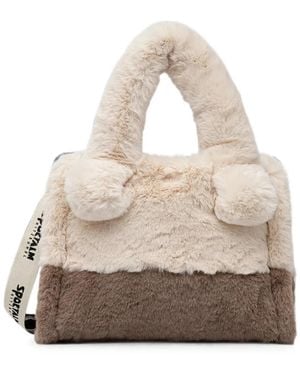 Sportalm Faux-Fur Logo-Strap Tote Bag - Natural