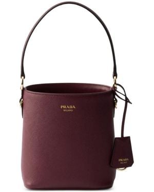 Prada Mini Sac Seau En Cuir Saffiano - Violet