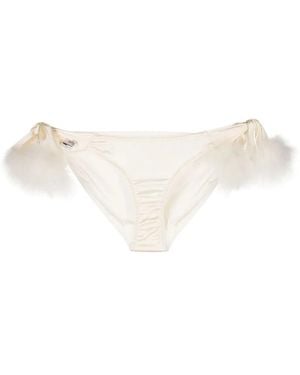 Gilda & Pearl Bragas Con Ribete De Plumas - Blanco
