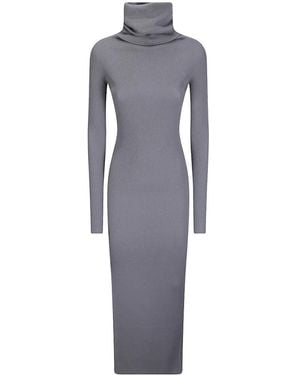 Rick Owens Ribbed-Knit Long-Sleeve Maxi Dress - Blue