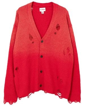 KAMIYA Distressed Faded Cardigan - Red