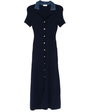 Sandro Collar Knit Dress - Blue