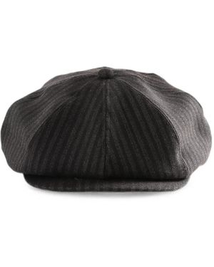 TAIGA TAKAHASHI Stripe-Pattern Flat Cap - Black
