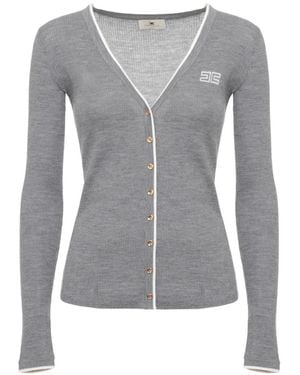 Elisabetta Franchi Rib-Knit Cardigan - Grey