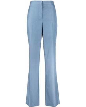 Ferragamo High-Waisted Silk Trousers - Blue