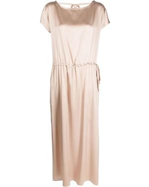 Alysi V-Back Satin Dress - Natural