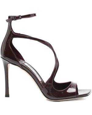 Jimmy Choo 100Mm Azia Patent Leather Criss-Cross Sandals - Black