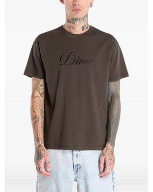 Dime Cursive-Logo T-Shirt - Grey