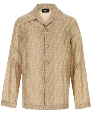Fendi Ff Silk Shirt - Natural