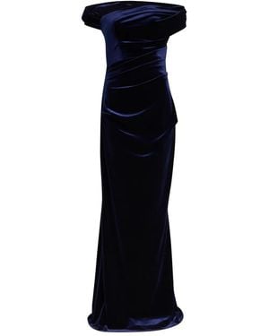 Talbot Runhof Off-The-Shoulder Velvet Gown - Blue