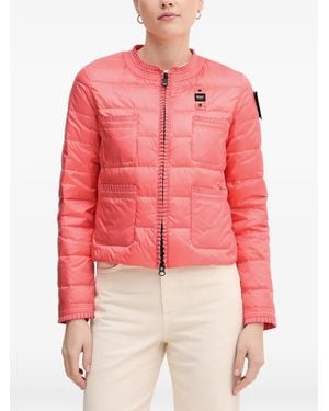 Blauer Classical Chic Ruffled Quilted Puffer Jacket - Red