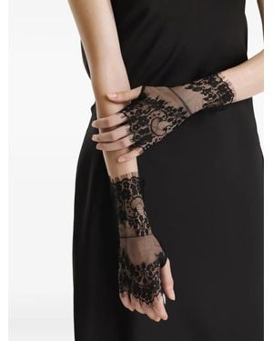 2310 STUDIO Lace-Trimmed Fingerless Gloves - Black