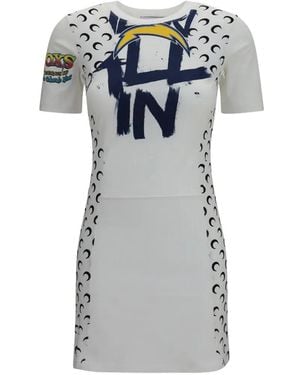 Marine Serre Graphic-Print Moon-Panelled Mini Dress - Grey
