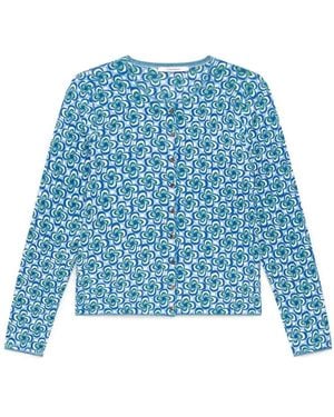 Maliparmi Printed Crew-Neck Cardigan - Blue