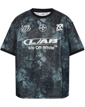 LAB C.O. OFF WHITE Logo-Print T-Shirt - Blue
