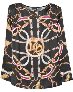Just Cavalli Blusa Con Cadena Estampada - Negro