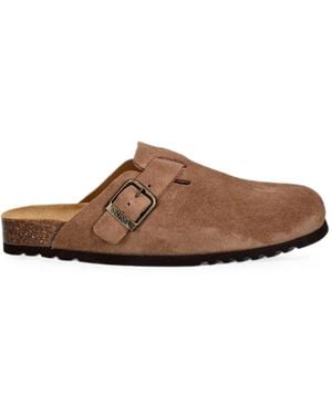 Scholl Boston Buckle-Fastening Suede Slippers - Brown