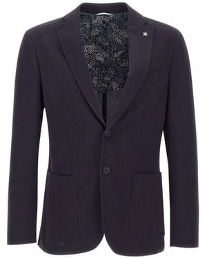 Manuel Ritz Patch-Pocket Star-Pin Blazer - Blue