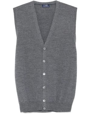 Barba Napoli Chaleco Con Botones Y Cuello En V - Gris