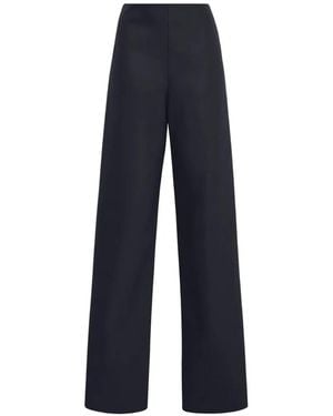 Adam Lippes Noam Wool-Silk Trousers - Blue