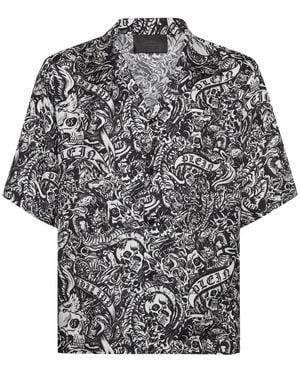 Philipp Plein Tattoo シルクシャツ - グレー