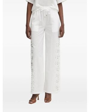 Patrizia Pepe Lace-Insert Drawstring Trousers - White
