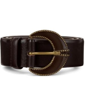 Ba&sh Brendon Crescent-Buckle Leather Belt - Brown