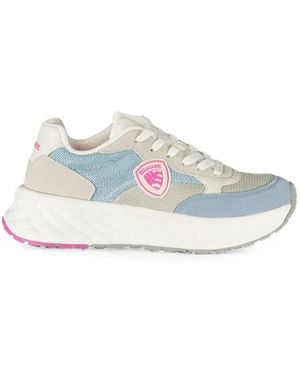 Blauer Logo-Patch Low-Top Sneakers - White