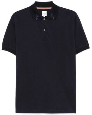 Paul Smith Embroidered-Collar Polo Shirt - Blue