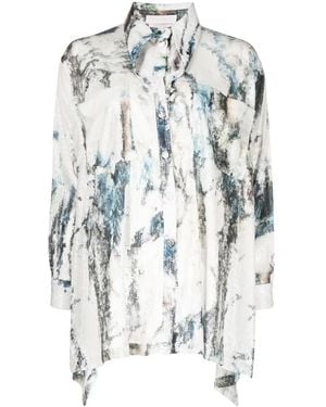 Saiid Kobeisy Sequin Asymmetrical Shirt - White