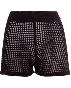 MC2 Saint Barth Lurex-Detail Open-Knit Shorts - Black