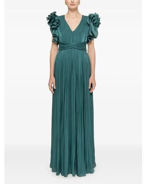 Nissa Ruffled Pleated Maxi Dress - Green