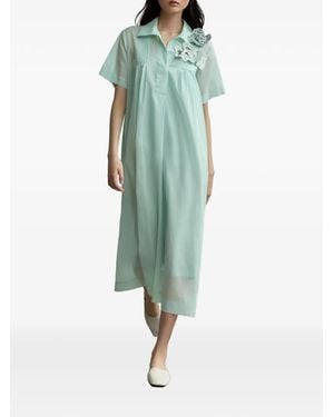 Psophia Flower-Appliqué Midi Dress - Green