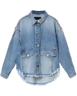 AllSaints Studded-Embellished Oversized Shirt - Blue