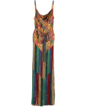 Bode Floral-print fringe dress - Orange