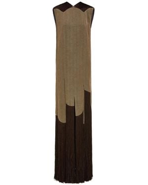 Ferragamo Long Dress With Fringe Detail - White