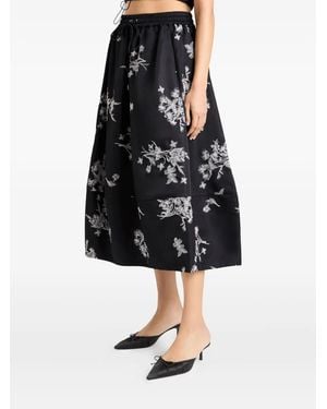 Cinq À Sept Sirani Floral-Print Drawstring Skirt - Black