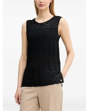 Joseph Ribkoff Chevron-Knit Sleeveless Top - Black