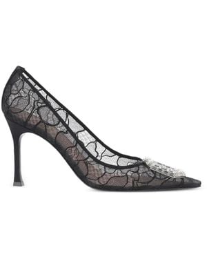 AMINA MUADDI Camellia Crystal-Embellished Lace Pumps - White
