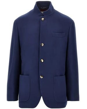 Brunello Cucinelli Mandarin-Collar Jacket - Blue
