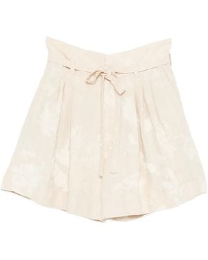Ziggy Chen Belted Pleated Shorts - Natural