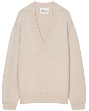 Closed Jersey Con Cuello En V - Blanco
