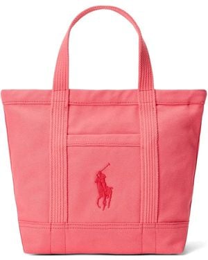 Polo Ralph Lauren Embroidered-Logo Tote Bag - Pink