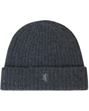 Pringle of Scotland Ribbed Cashmere Beanie - Blue