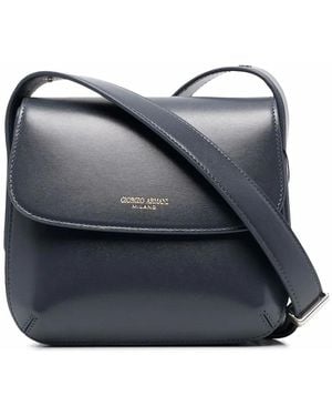 Giorgio Armani Logo-Print Shoulder Bag - Blue