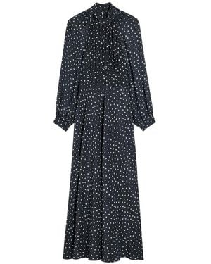 RIXO London Vestido Largo Con Motivo De Lunares - Azul