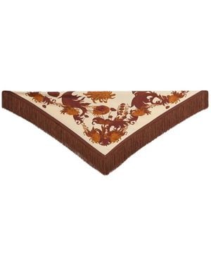 La DoubleJ Fular 90 Reversible Con Flecos - Marrón